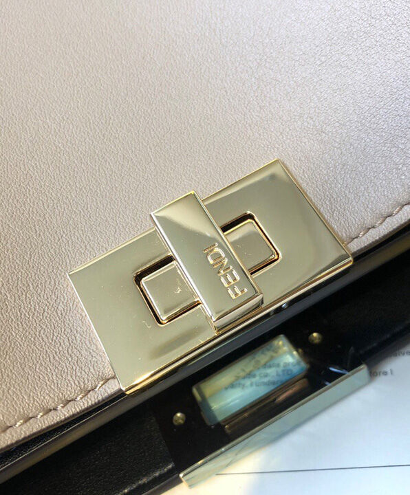 Fendi Peekaboo Iconic Essentially Leather Bag 8BN302 Cream